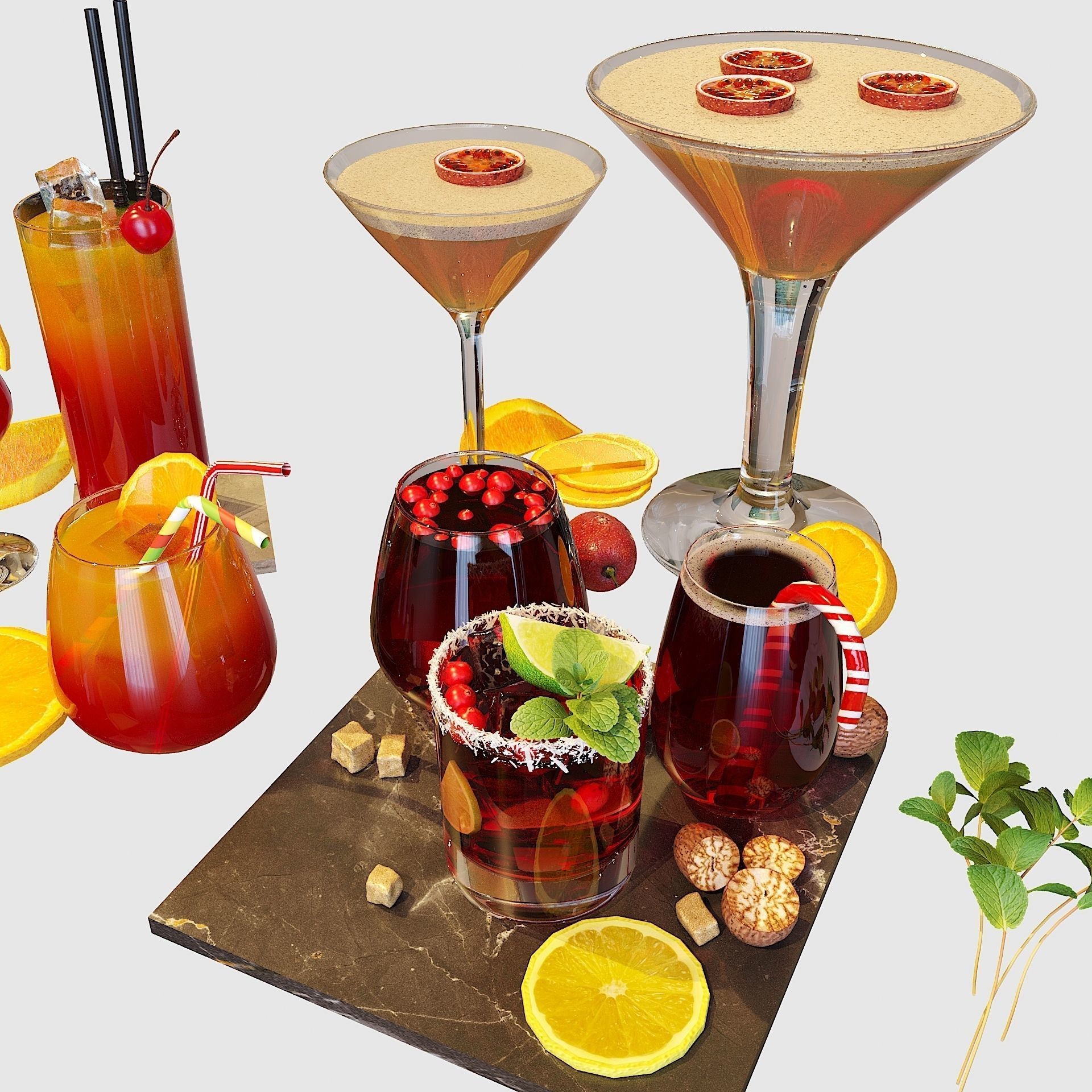 Cocktail Liquid & Glass Set - Game-Ready 3D Model - View 15