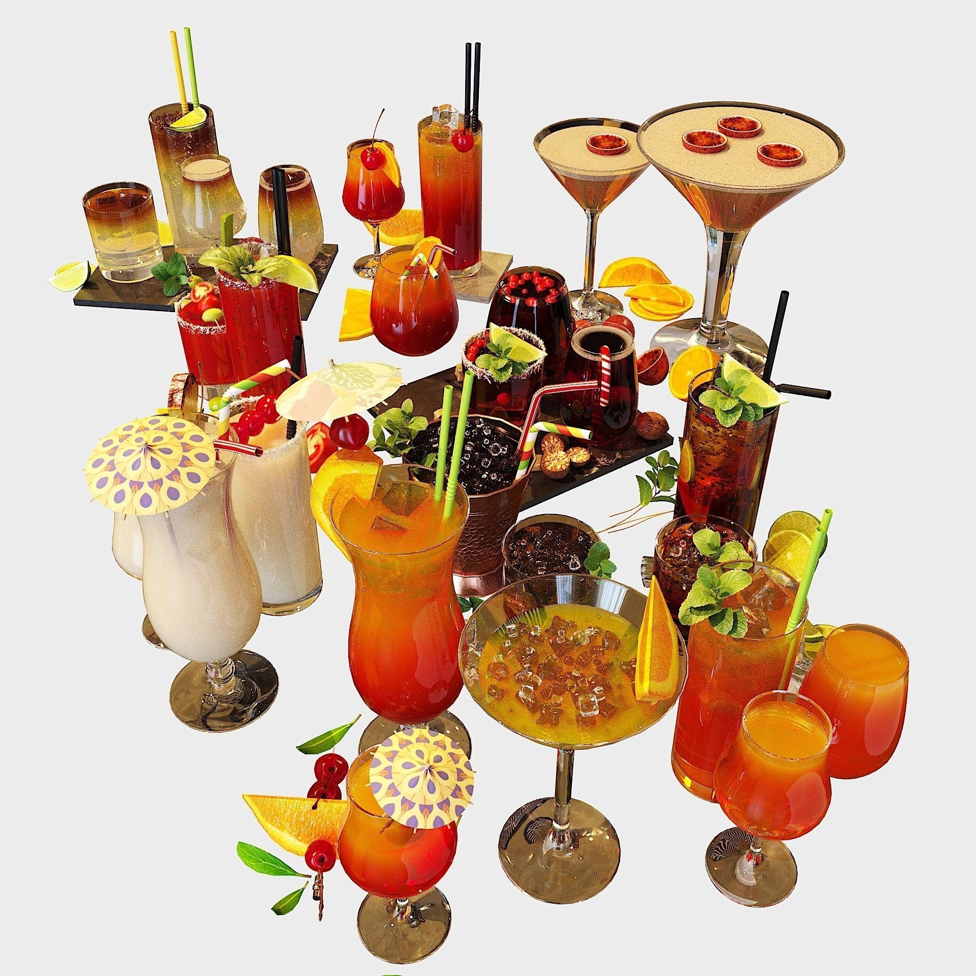 Cocktail Liquid & Glass Set - Game-Ready 3D Model - View 5