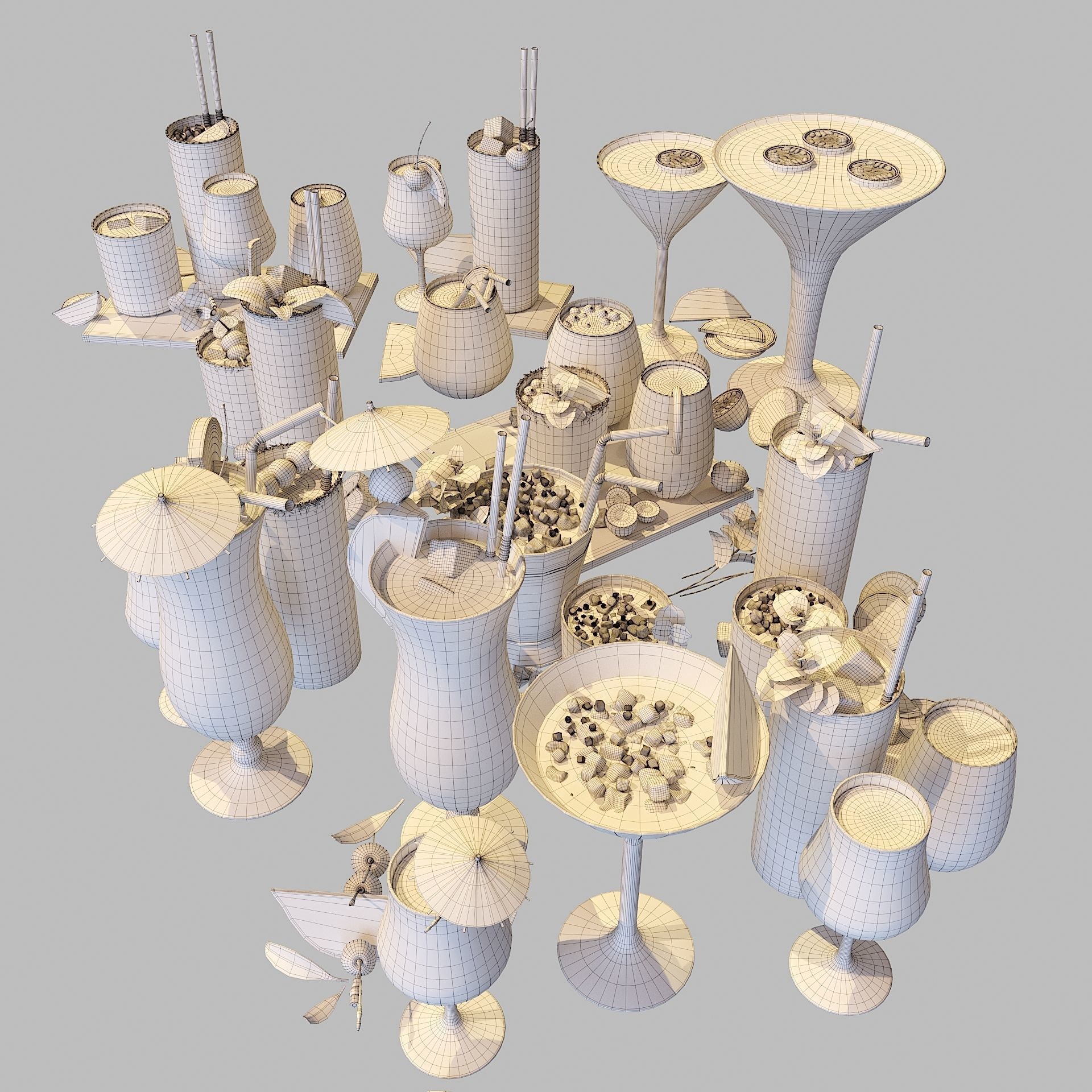 Cocktail Liquid & Glass Set - Game-Ready 3D Model - View 6