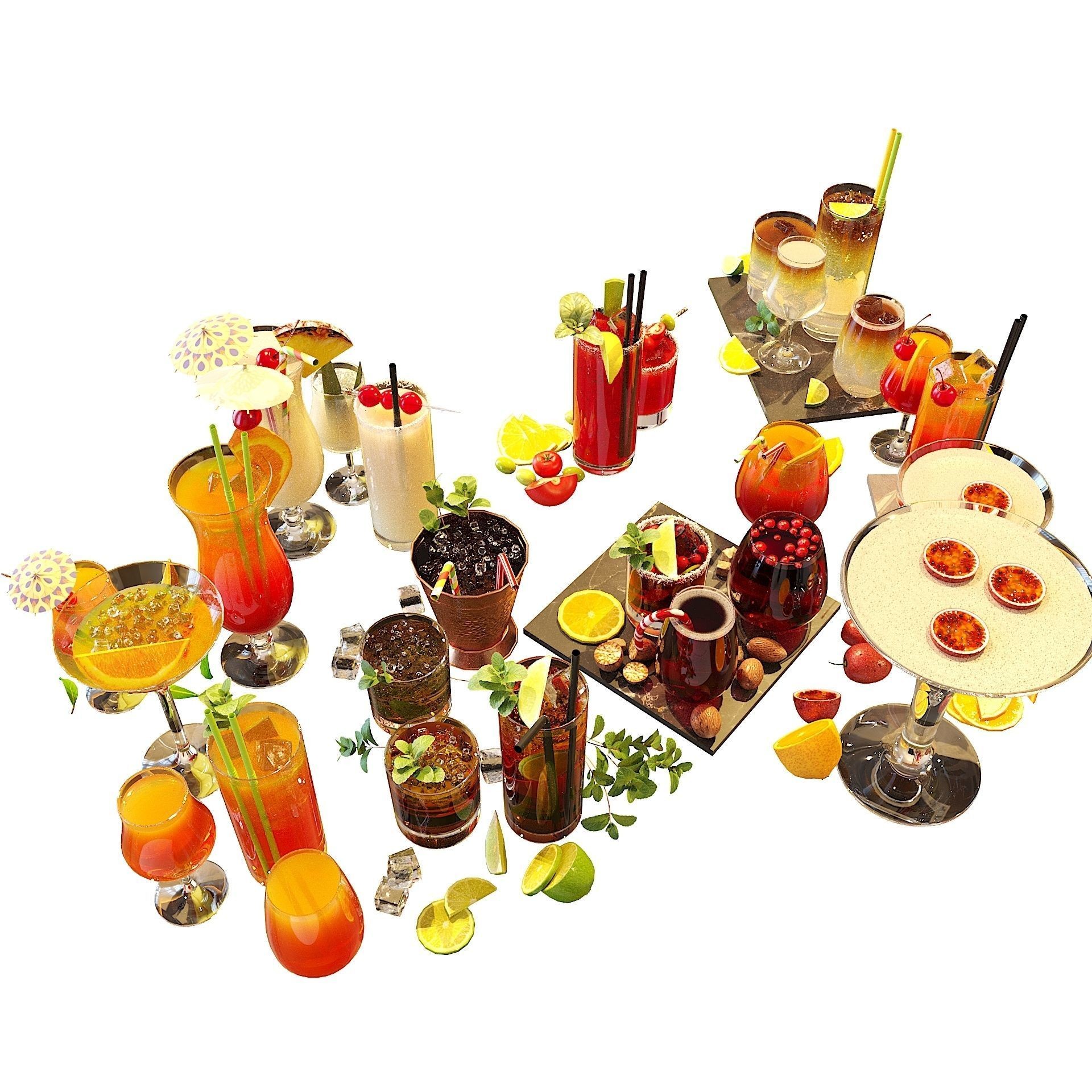 Cocktail Liquid & Glass Set - Game-Ready 3D Model - View 7