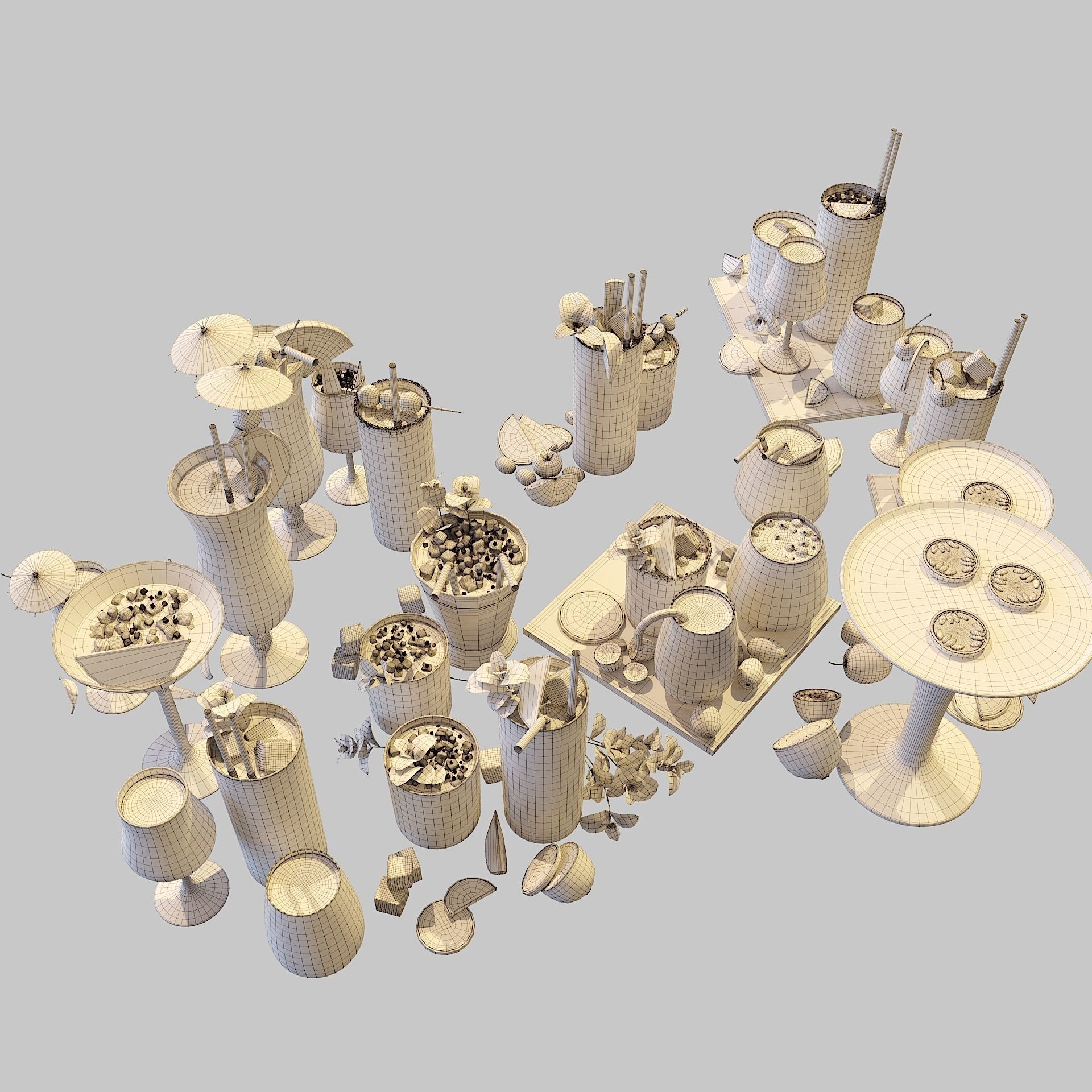 Cocktail Liquid & Glass Set - Game-Ready 3D Model - View 8