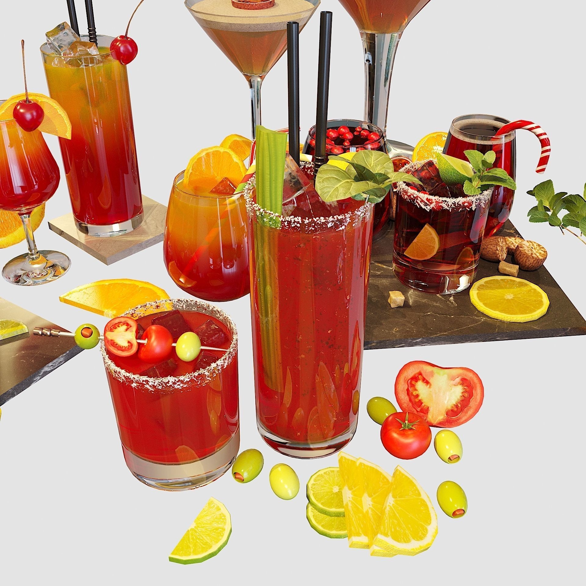 Cocktail Liquid & Glass Set - Game-Ready 3D Model - View 9