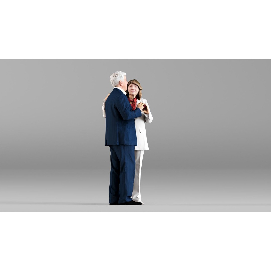 Elderly Couple Holding Hands 3D Model – High Poly Scanned Characters, FBX - View 4