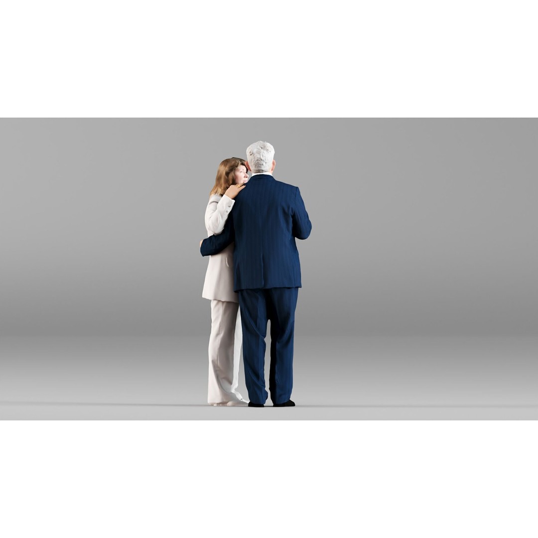 Elderly Couple Holding Hands 3D Model – High Poly Scanned Characters, FBX - View 5