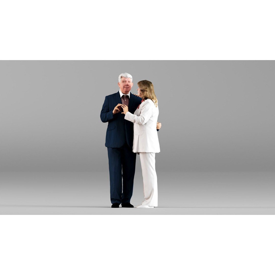 Elderly Couple Holding Hands 3D Model – High Poly Scanned Characters, FBX - View 8