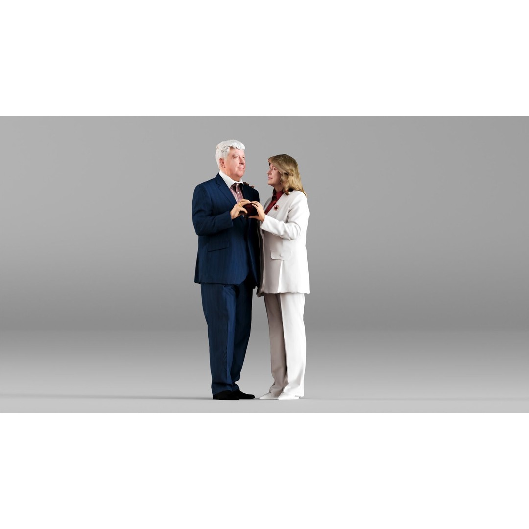 Elderly Couple Holding Hands 3D Model – High Poly Scanned Characters, FBX - View 9