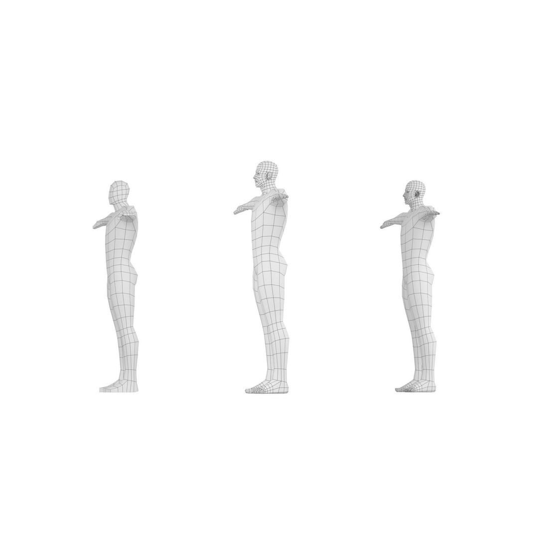 Hero Male 3D Model – Low Poly Base Mesh, FBX, Blender, Animation - View 10