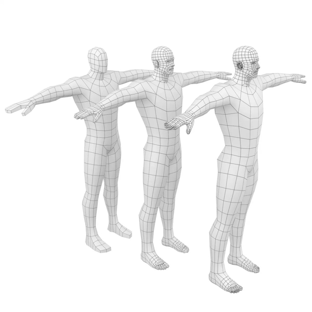 Hero Male 3D Model – Low Poly Base Mesh, FBX, Blender, Animation - View 2
