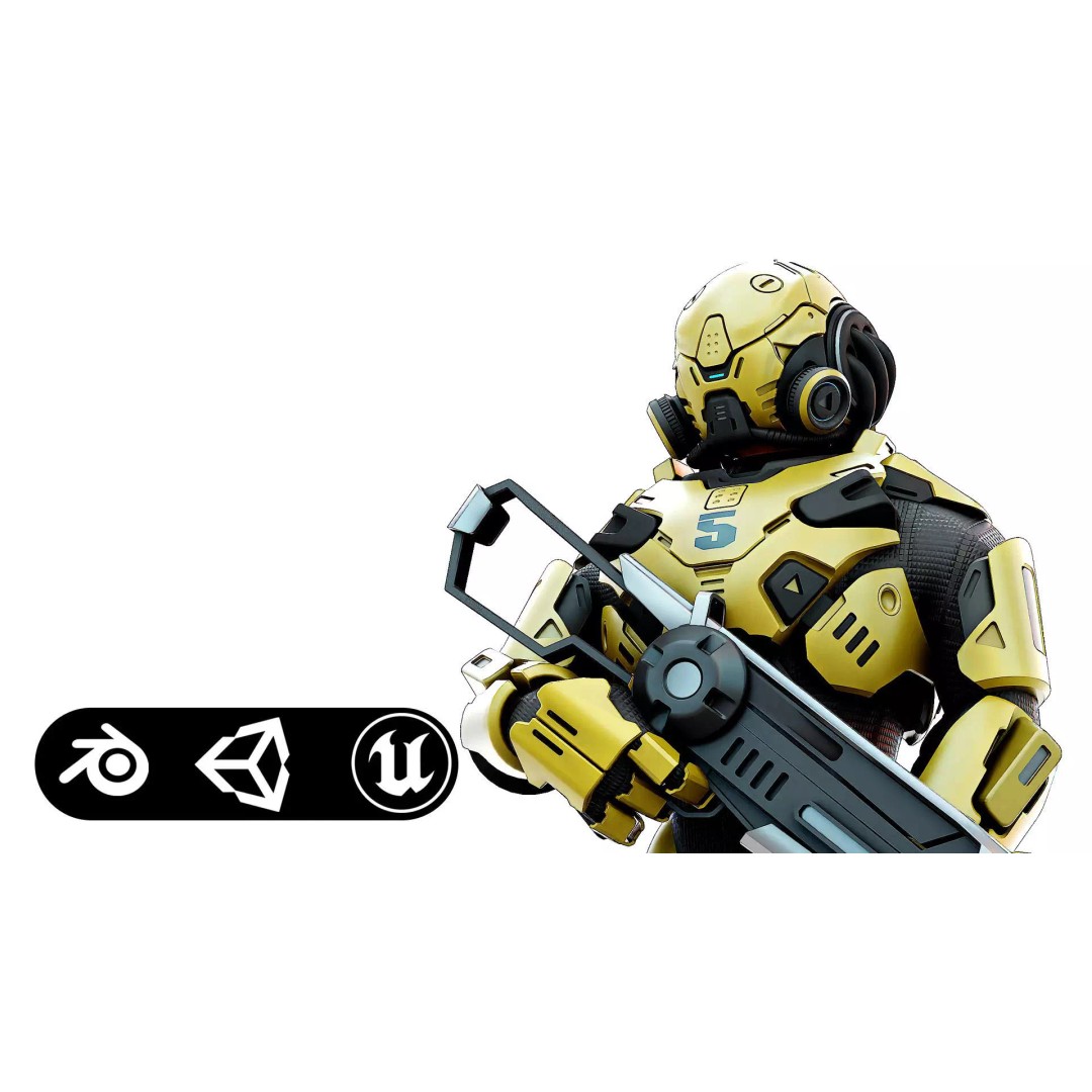 Cyborg Soldier RX-10 3D Model – Rigged Sci-Fi Character for Unity & Unreal Engine - View 2