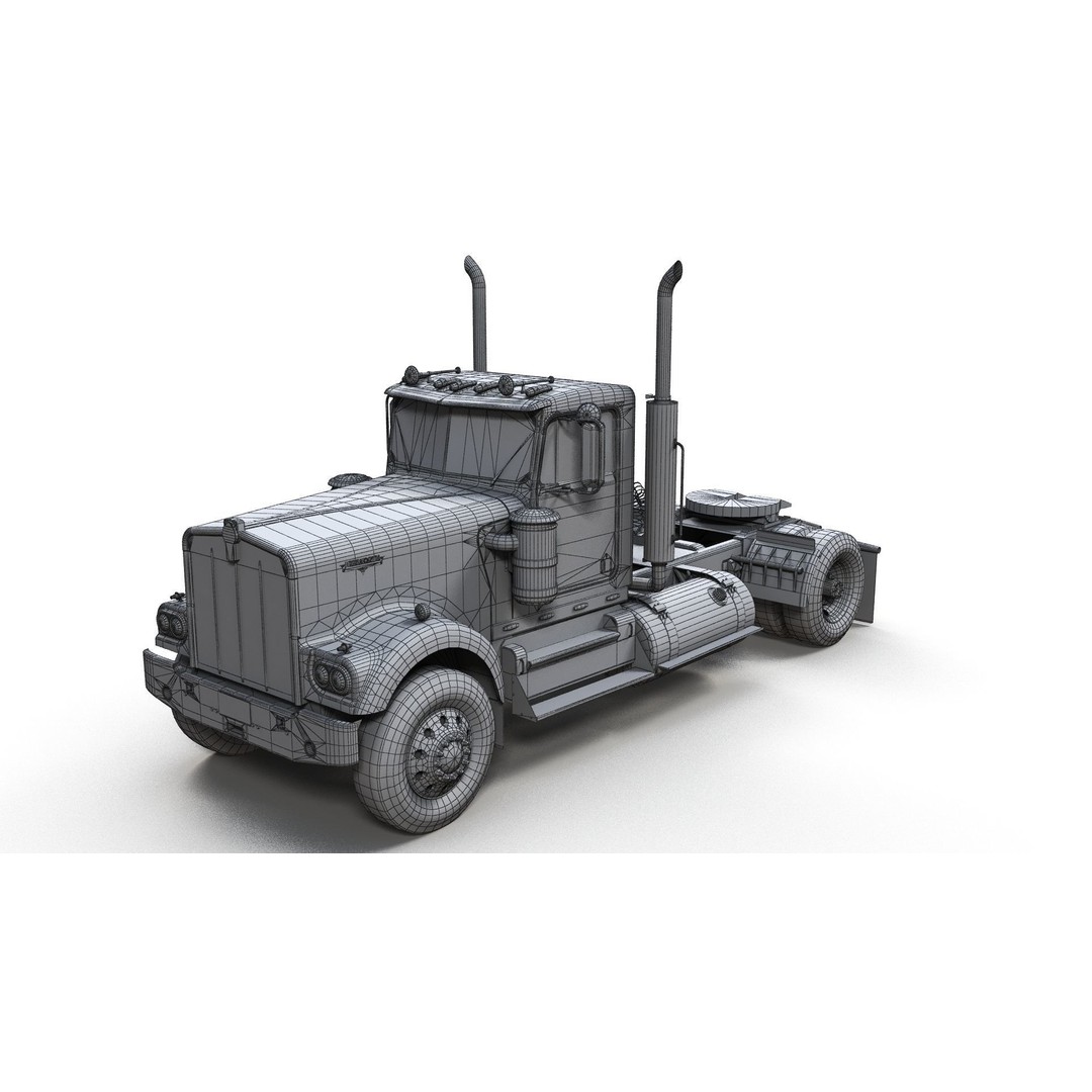 Kenworth W900A 3D Model – Low Poly Game Ready Truck with PBR Textures - View 11