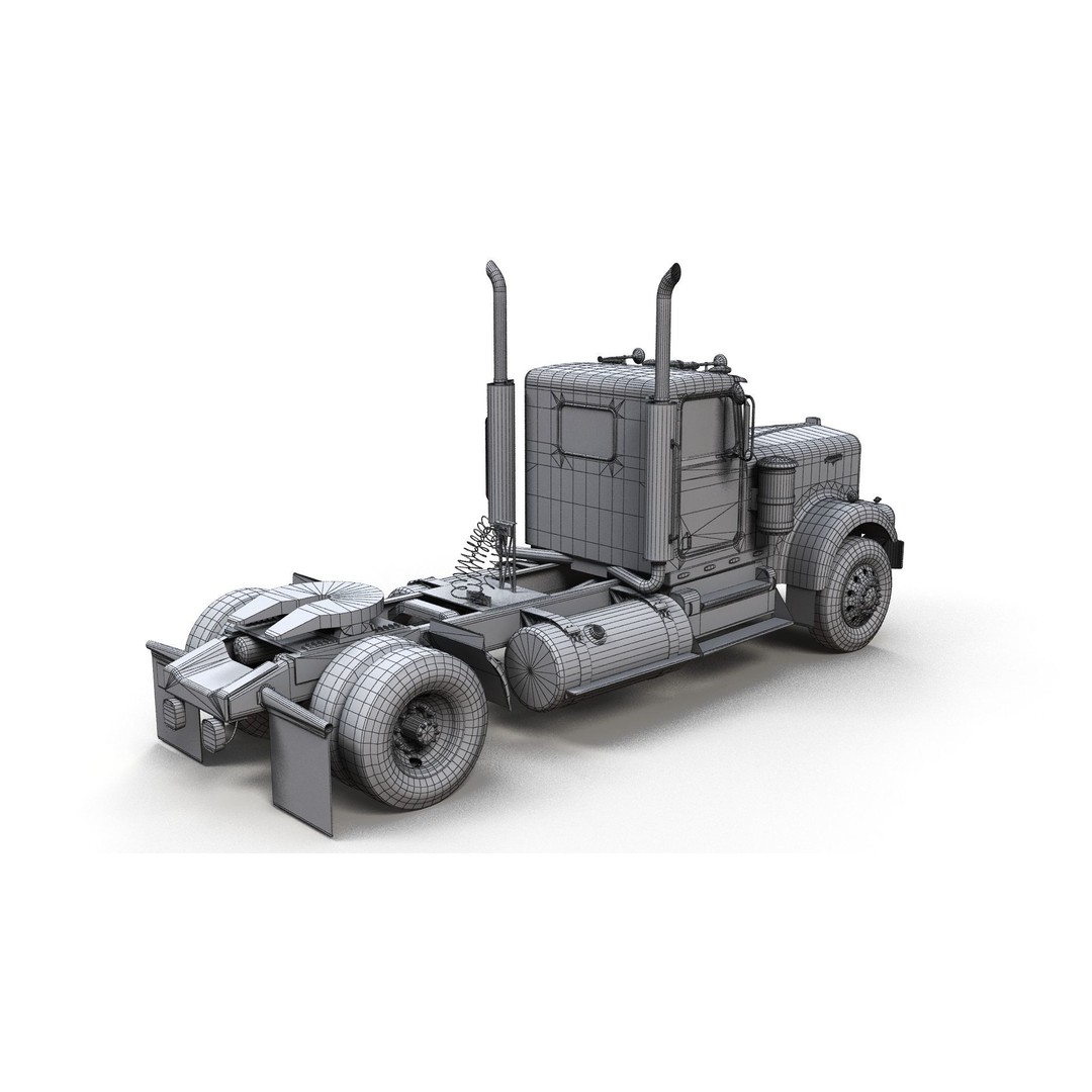 Kenworth W900A 3D Model – Low Poly Game Ready Truck with PBR Textures - View 12