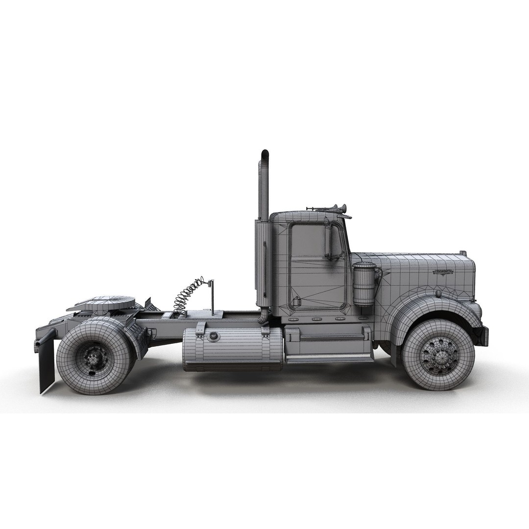 Kenworth W900A 3D Model – Low Poly Game Ready Truck with PBR Textures - View 13