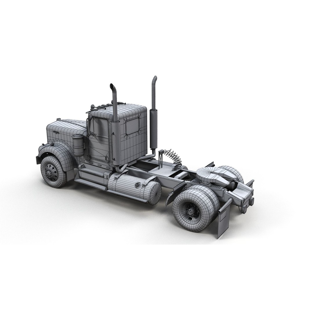 Kenworth W900A 3D Model – Low Poly Game Ready Truck with PBR Textures - View 14