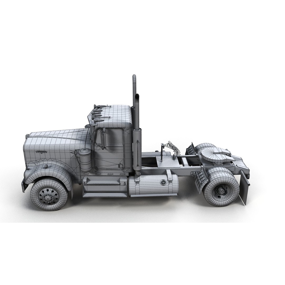 Kenworth W900A 3D Model – Low Poly Game Ready Truck with PBR Textures - View 15