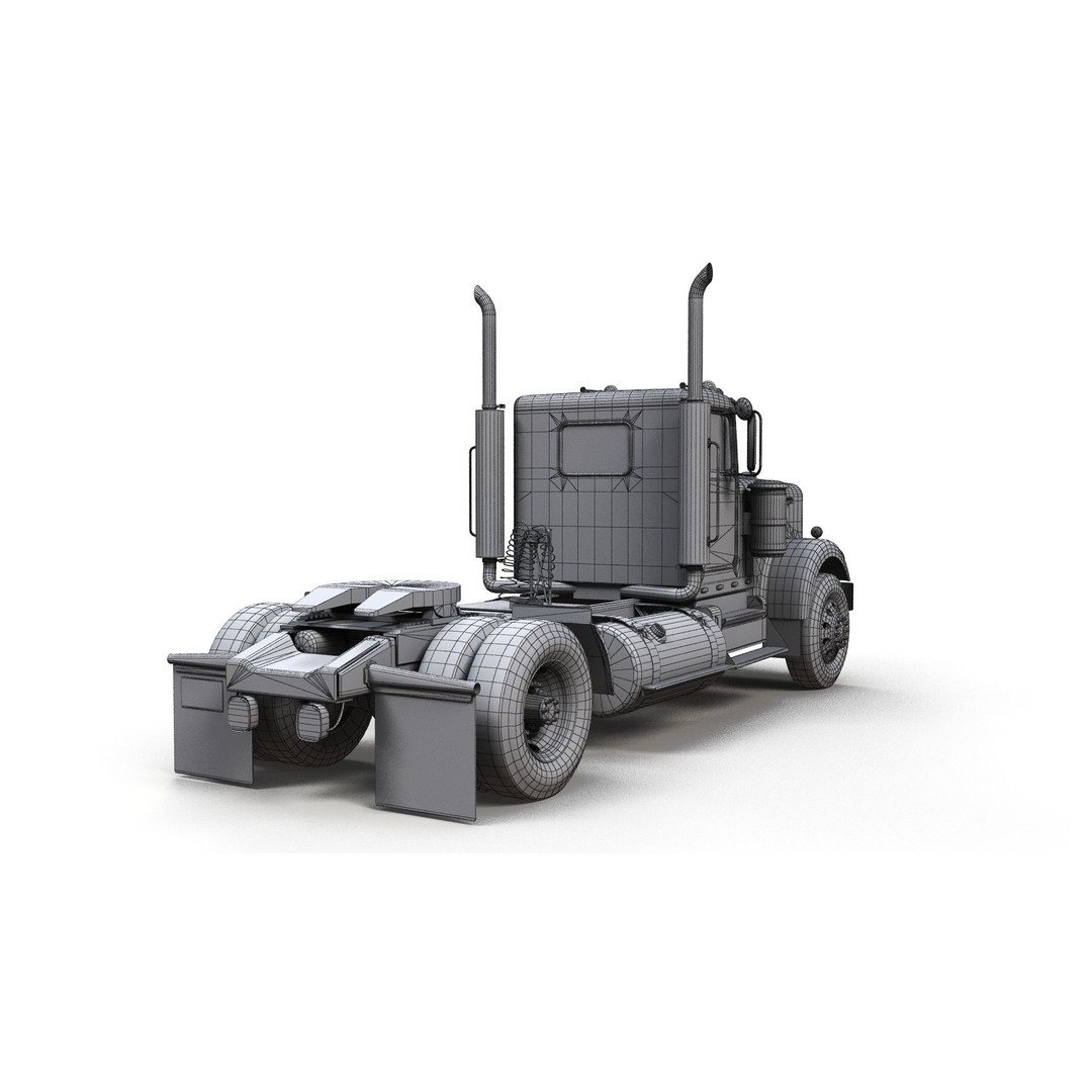 Kenworth W900A 3D Model – Low Poly Game Ready Truck with PBR Textures - View 16