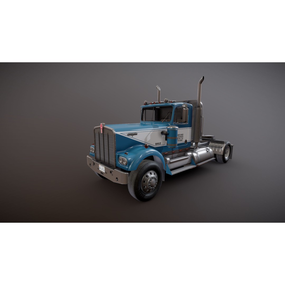Kenworth W900A 3D Model – Low Poly Game Ready Truck with PBR Textures - View 19