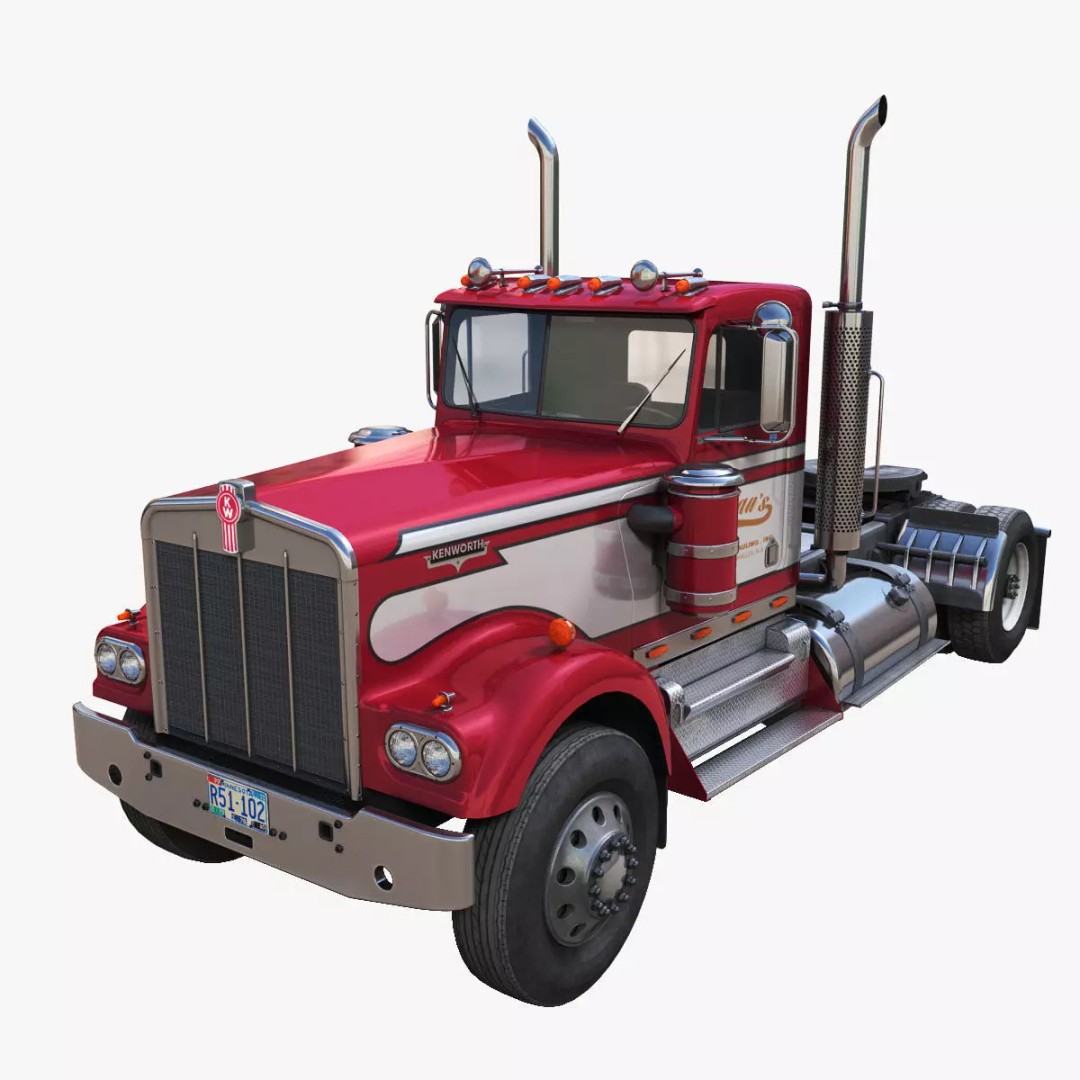 Kenworth W900A 3D Model – Low Poly Game Ready Truck with PBR Textures - View 2