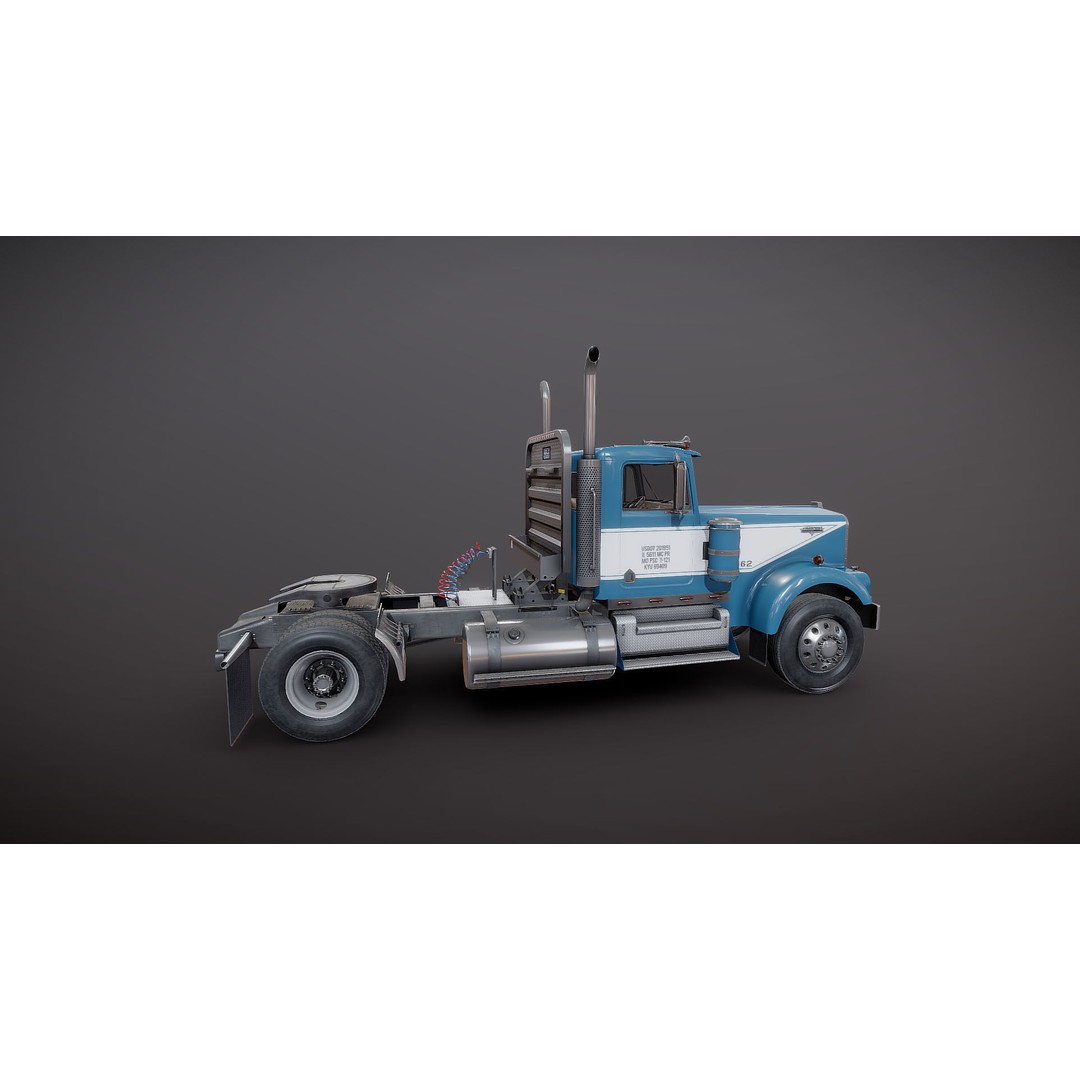 Kenworth W900A 3D Model – Low Poly Game Ready Truck with PBR Textures - View 21