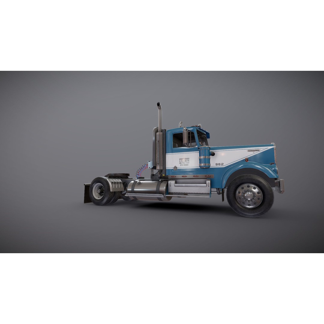 Kenworth W900A 3D Model – Low Poly Game Ready Truck with PBR Textures - View 22