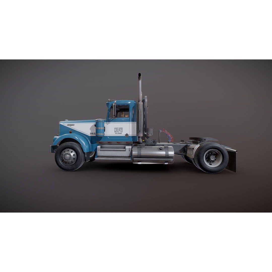 Kenworth W900A 3D Model – Low Poly Game Ready Truck with PBR Textures - View 24