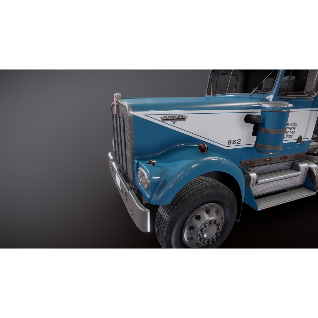 Kenworth W900A 3D Model – Low Poly Game Ready Truck with PBR Textures - View 27