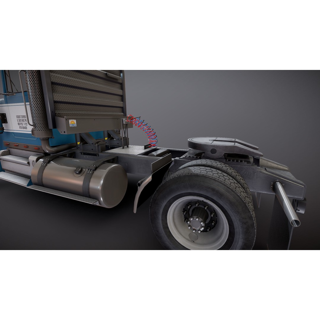 Kenworth W900A 3D Model – Low Poly Game Ready Truck with PBR Textures - View 28
