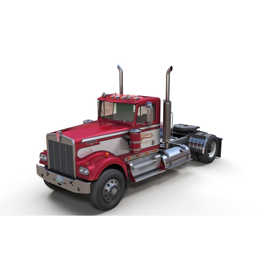 Kenworth W900A 3D Model – Low Poly Game Ready Truck with PBR Textures - View 3