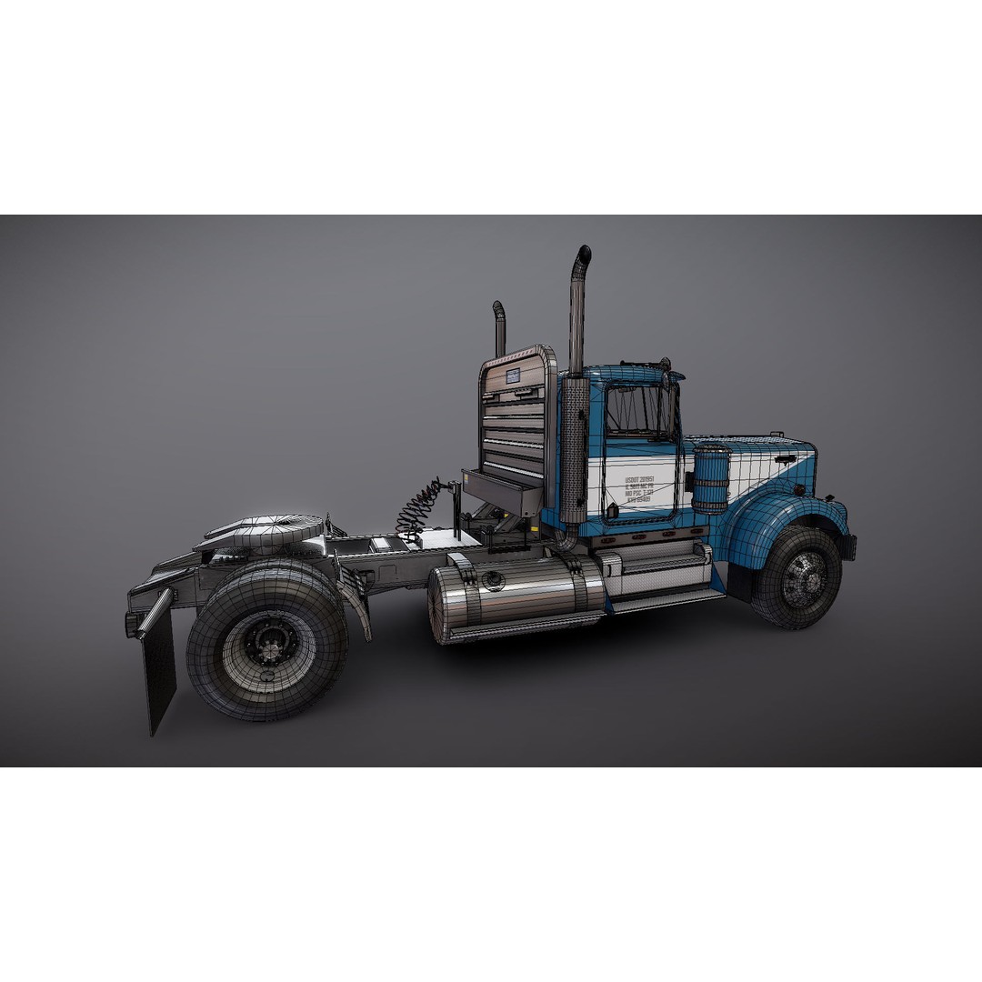 Kenworth W900A 3D Model – Low Poly Game Ready Truck with PBR Textures - View 32