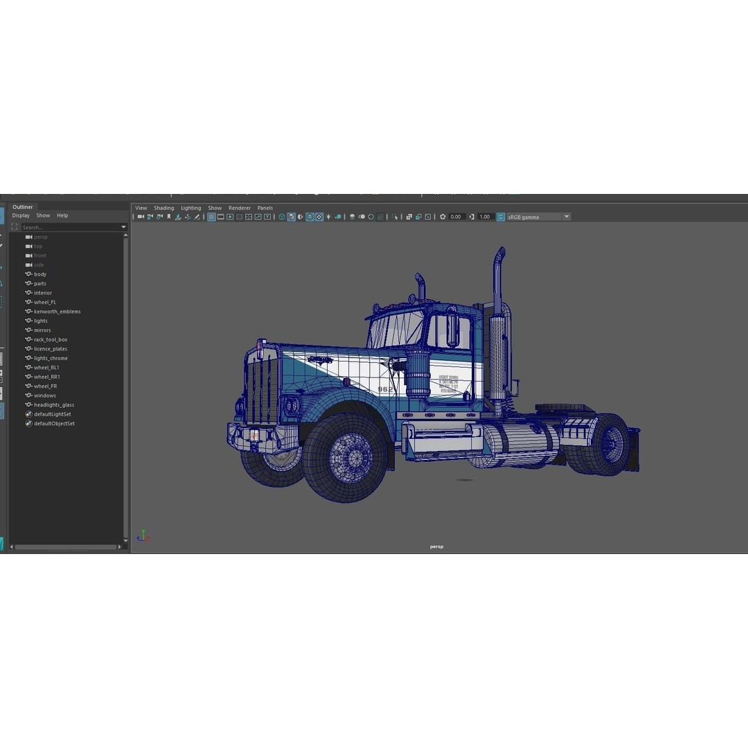 Kenworth W900A 3D Model – Low Poly Game Ready Truck with PBR Textures - View 40
