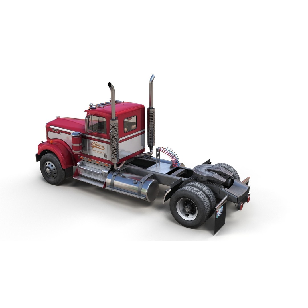 Kenworth W900A 3D Model – Low Poly Game Ready Truck with PBR Textures - View 6