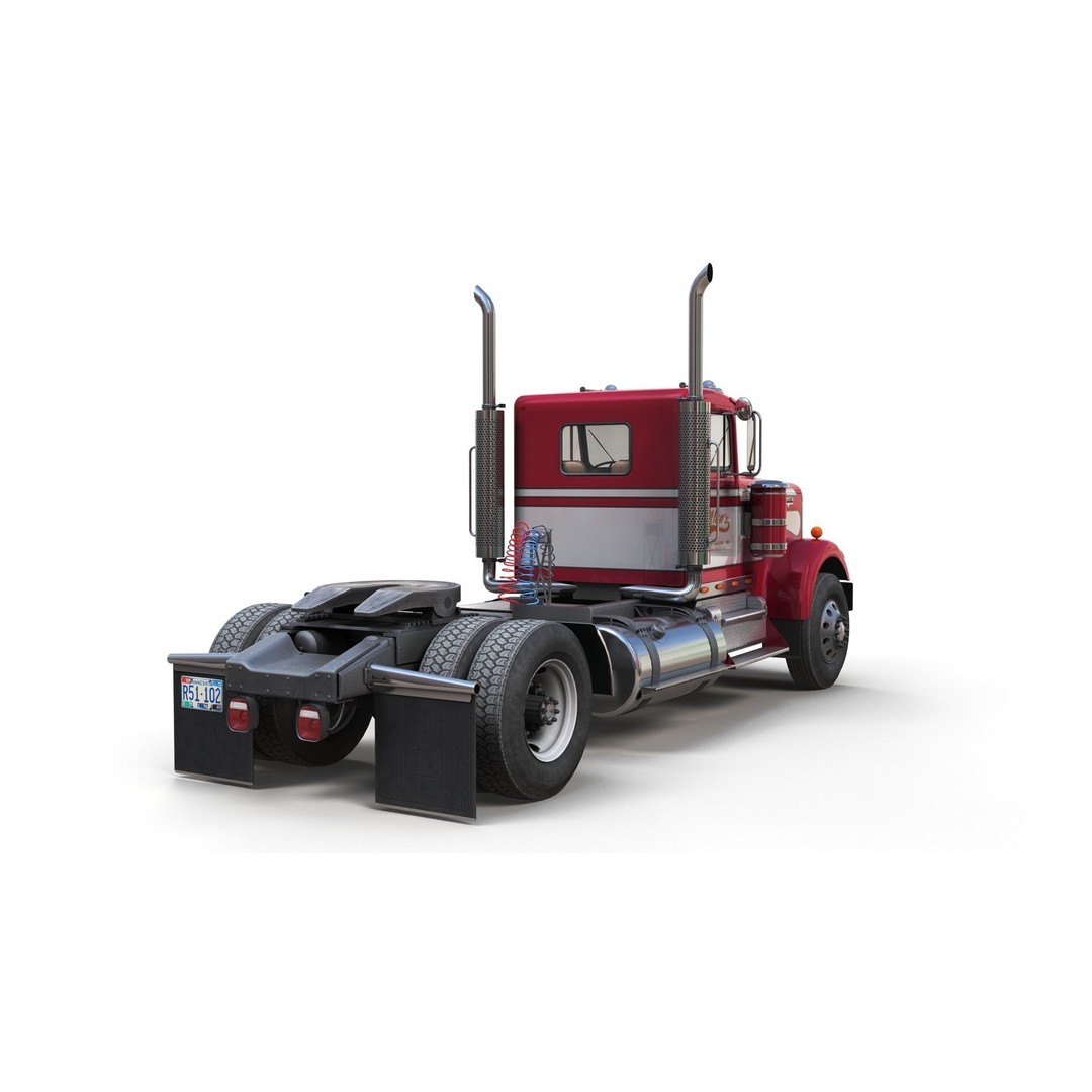 Kenworth W900A 3D Model – Low Poly Game Ready Truck with PBR Textures - View 8