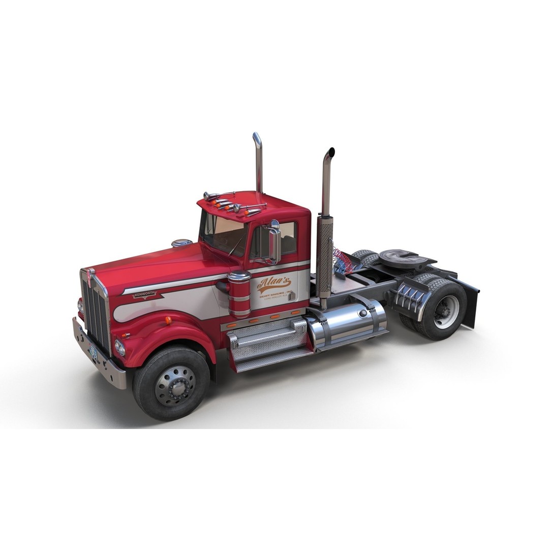 Kenworth W900A 3D Model – Low Poly Game Ready Truck with PBR Textures - View 9