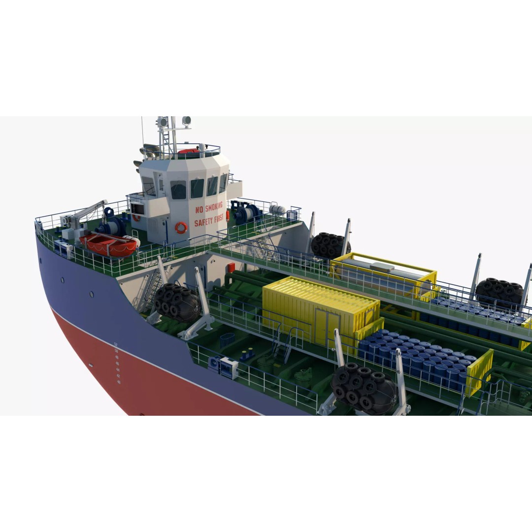 Bunkering Tanker 3D Model – Realistic Fuel Supply Ship, OBJ & FBX - View 10