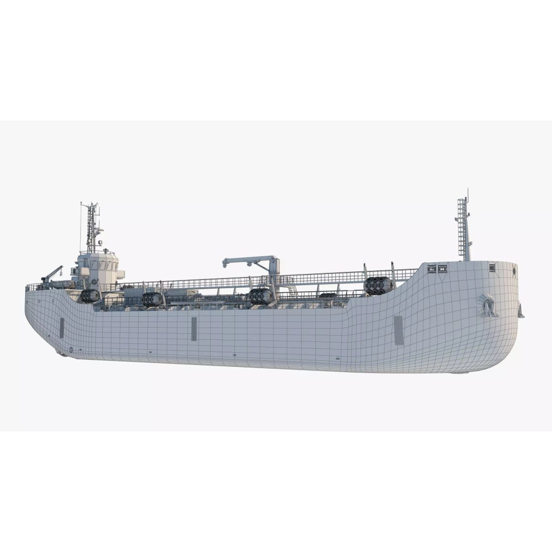 Bunkering Tanker 3D Model – Realistic Fuel Supply Ship, OBJ & FBX - View 11