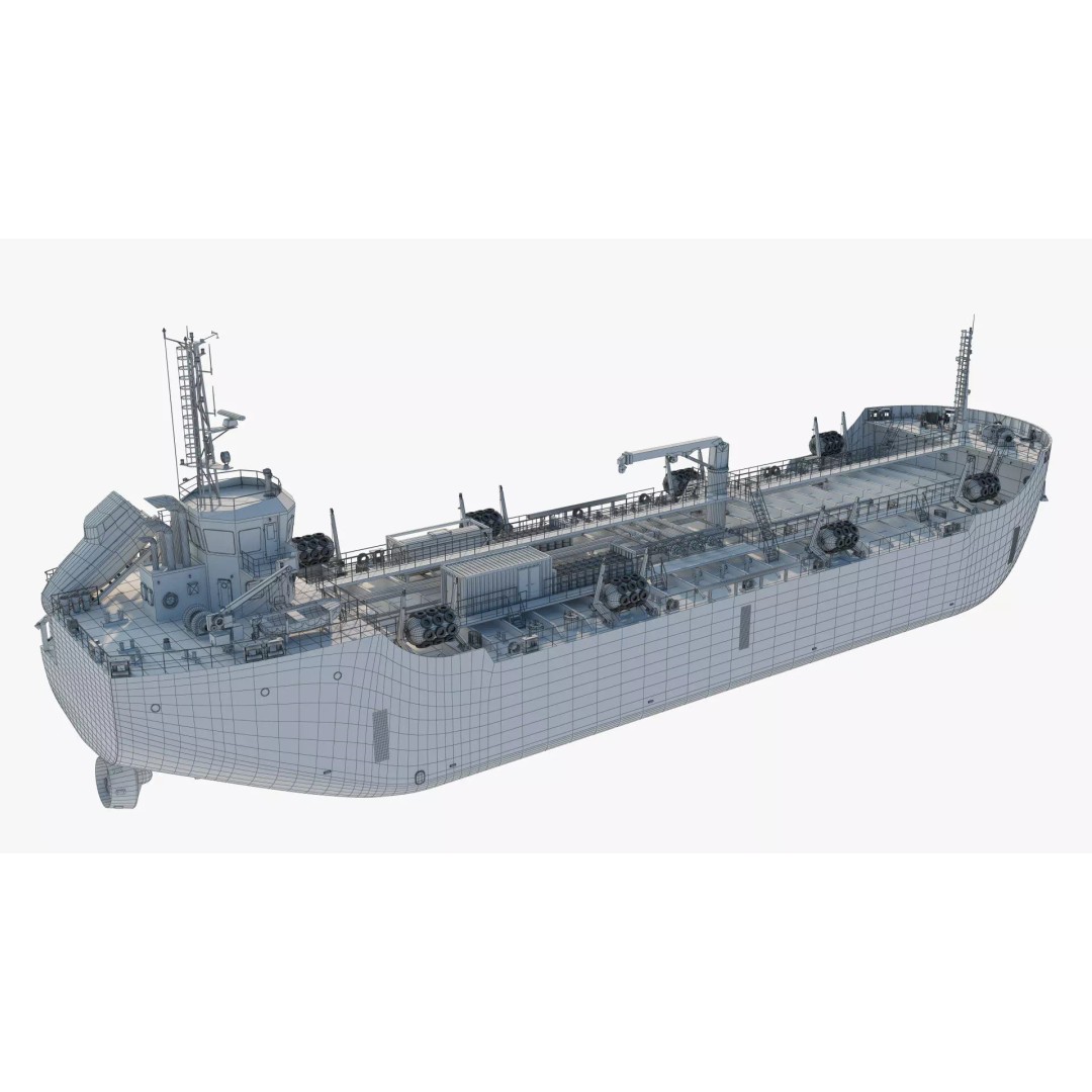 Bunkering Tanker 3D Model – Realistic Fuel Supply Ship, OBJ & FBX - View 12