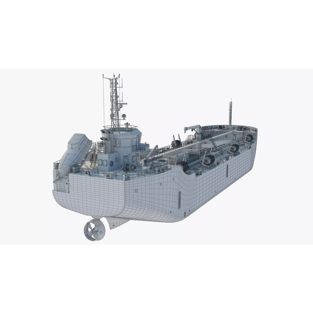 Bunkering Tanker 3D Model – Realistic Fuel Supply Ship, OBJ & FBX - View 13