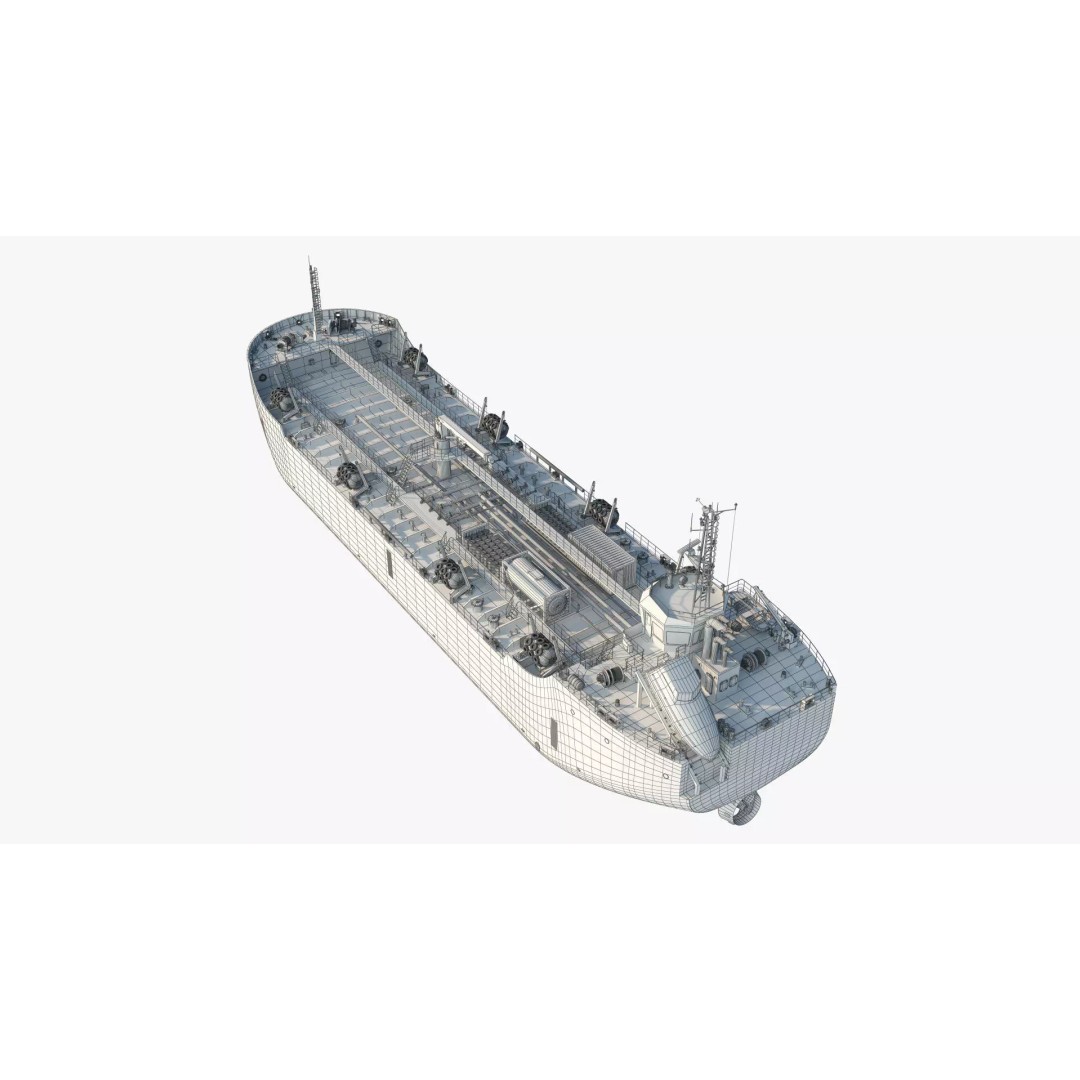 Bunkering Tanker 3D Model – Realistic Fuel Supply Ship, OBJ & FBX - View 14