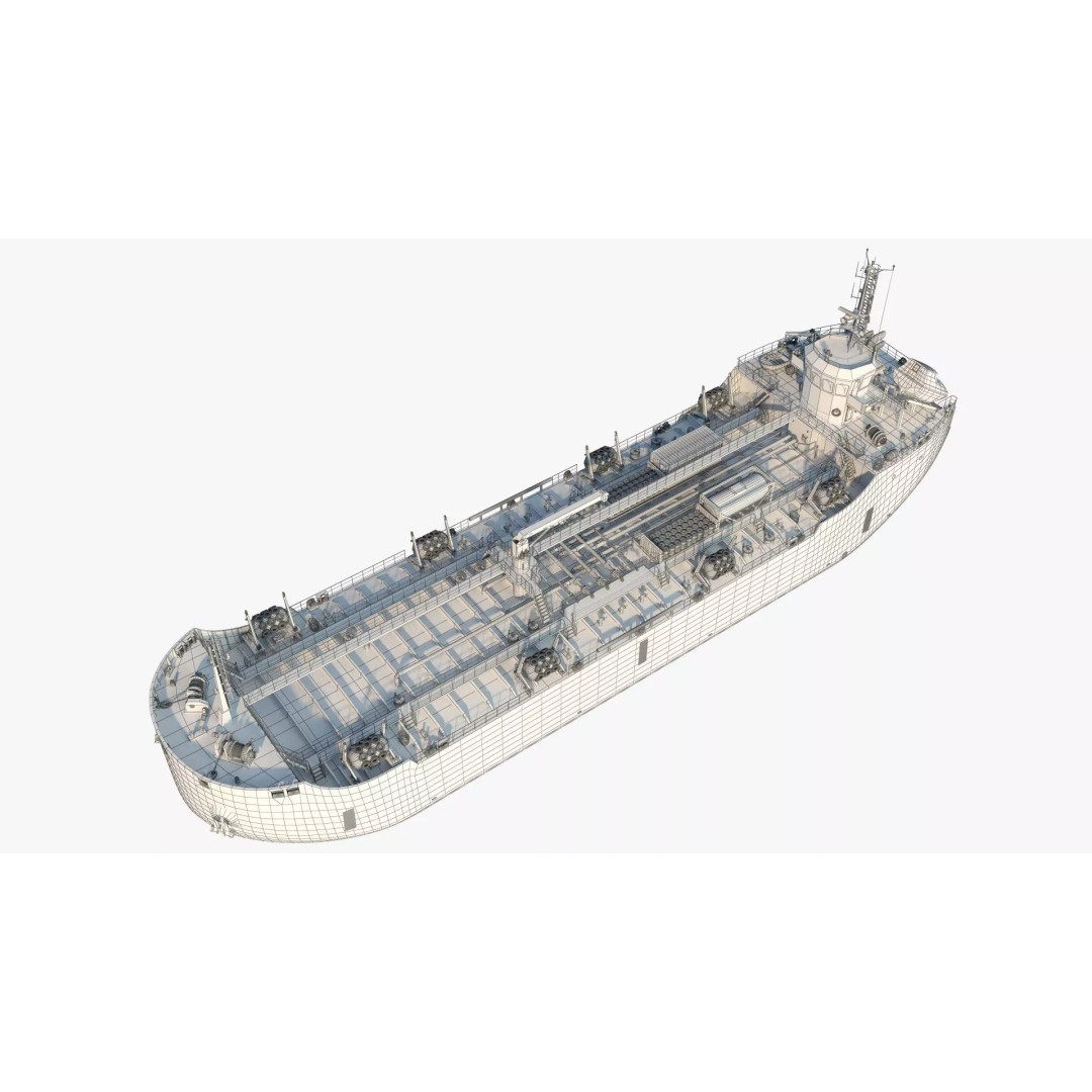 Bunkering Tanker 3D Model – Realistic Fuel Supply Ship, OBJ & FBX - View 15