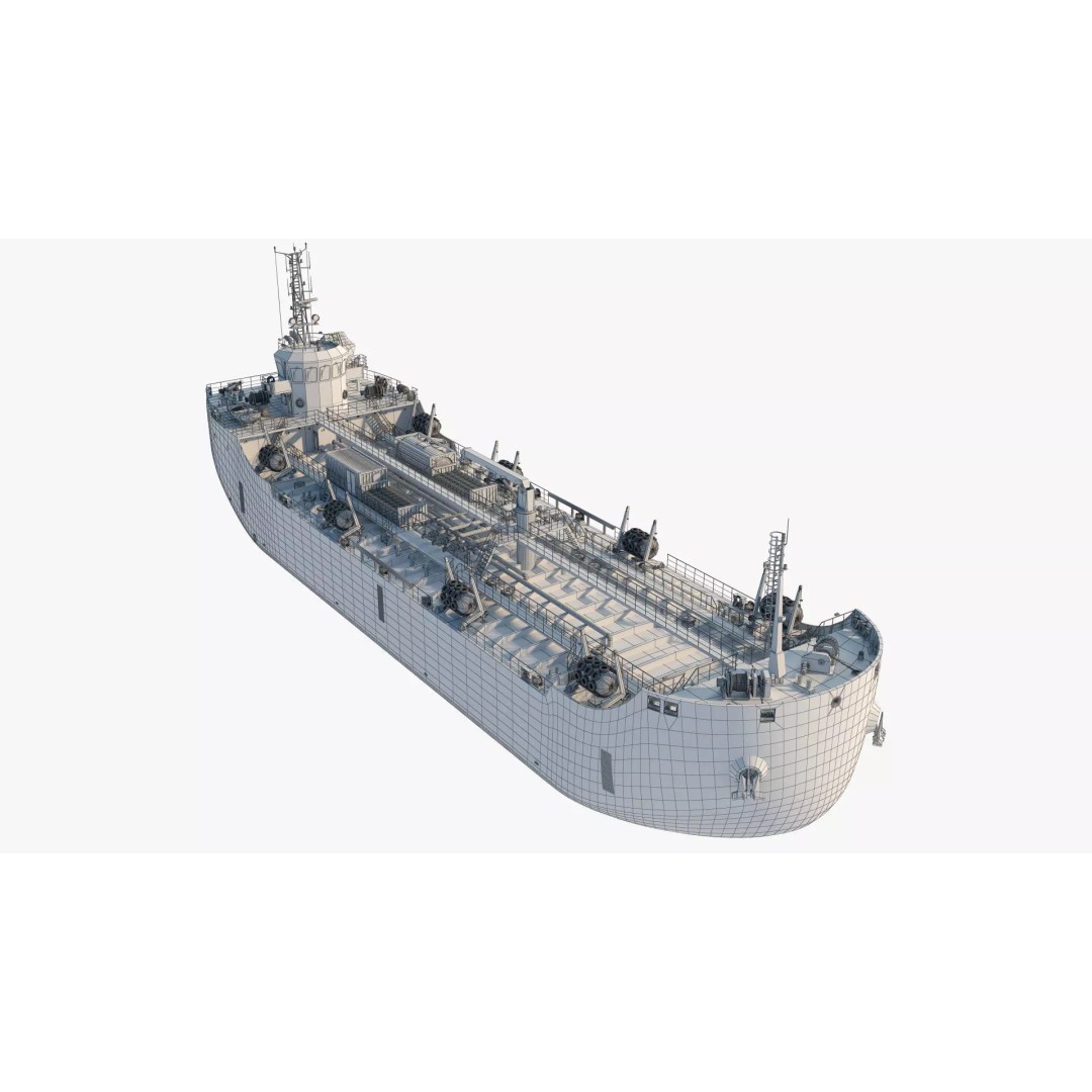 Bunkering Tanker 3D Model – Realistic Fuel Supply Ship, OBJ & FBX - View 16
