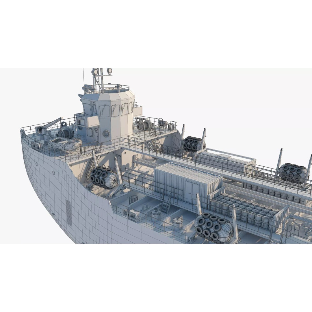 Bunkering Tanker 3D Model – Realistic Fuel Supply Ship, OBJ & FBX - View 19