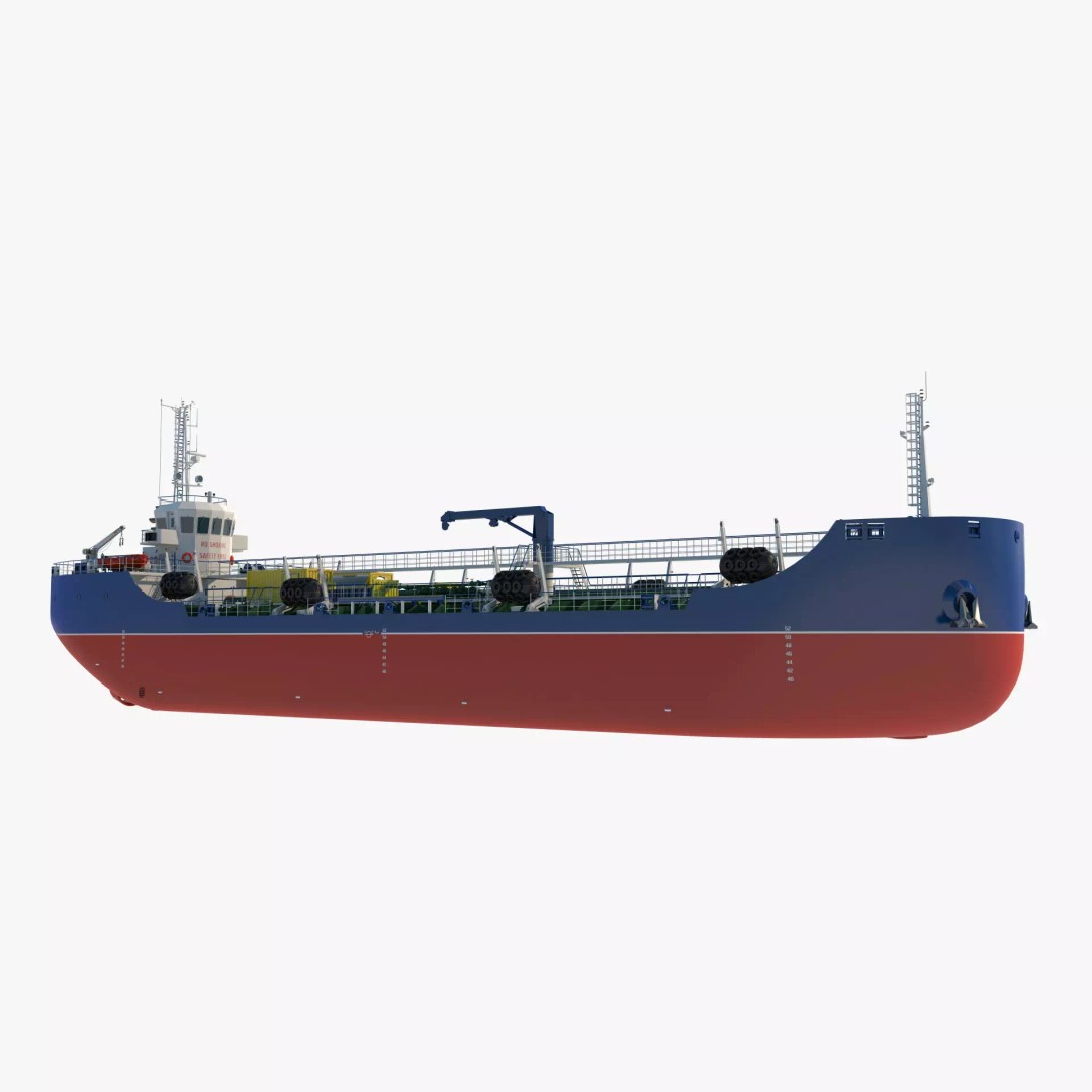 Bunkering Tanker 3D Model – Realistic Fuel Supply Ship, OBJ & FBX - View 2