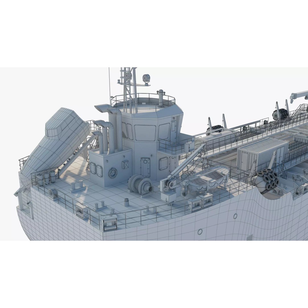 Bunkering Tanker 3D Model – Realistic Fuel Supply Ship, OBJ & FBX - View 20