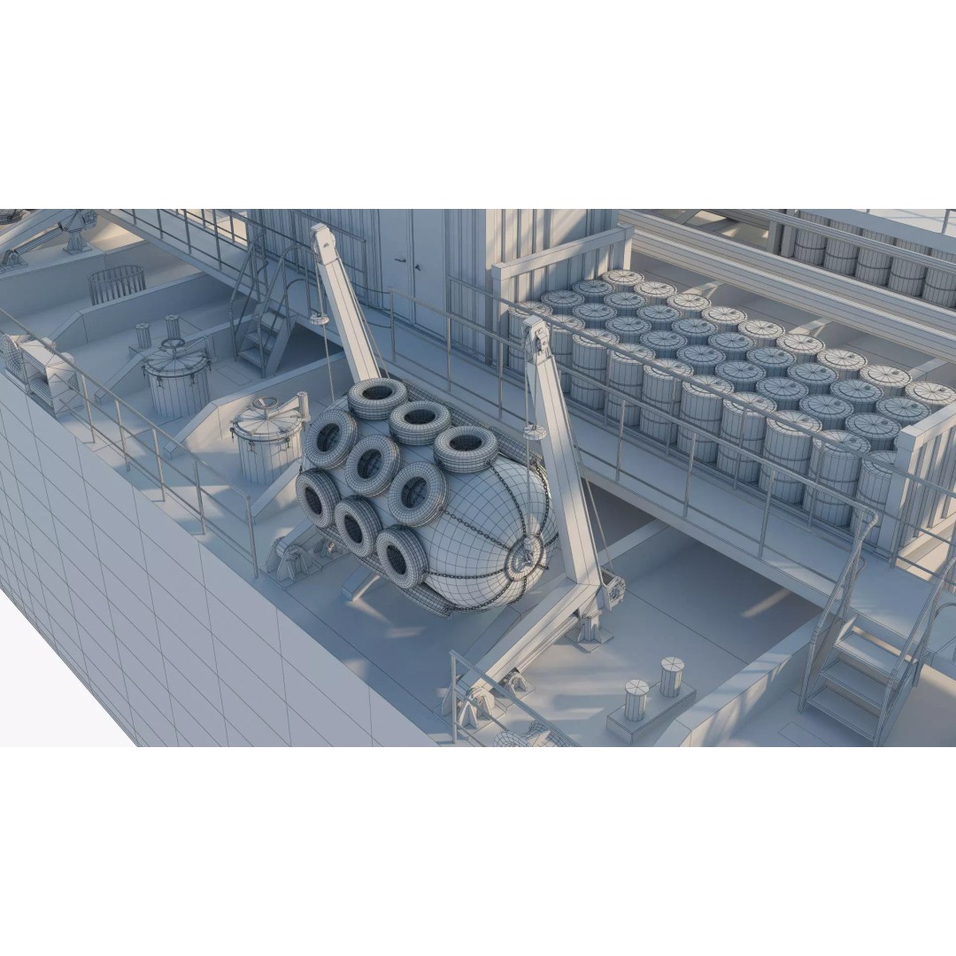 Bunkering Tanker 3D Model – Realistic Fuel Supply Ship, OBJ & FBX - View 22
