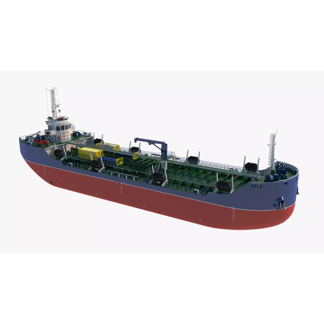 Bunkering Tanker 3D Model – Realistic Fuel Supply Ship, OBJ & FBX - View 3