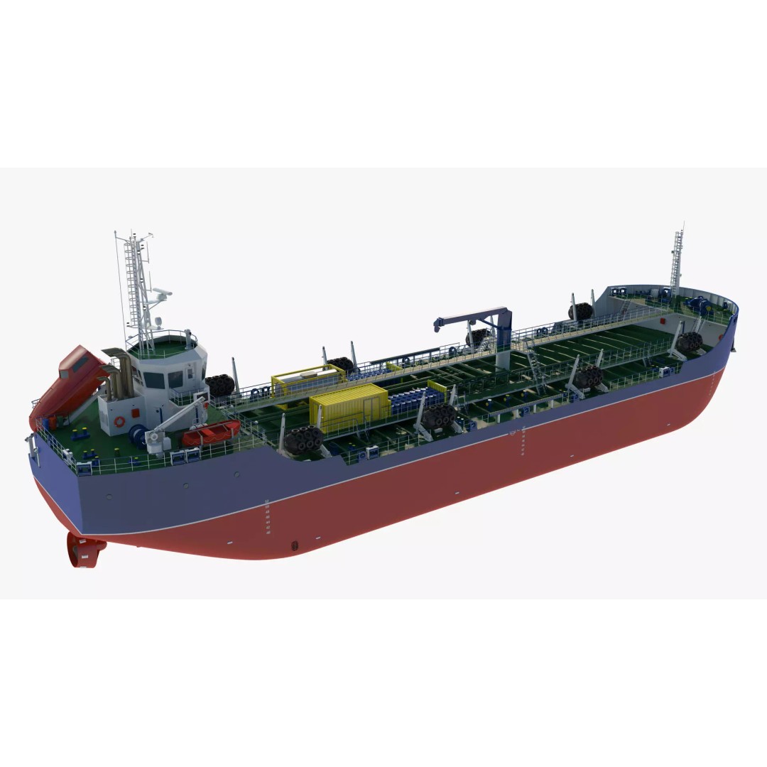 Bunkering Tanker 3D Model – Realistic Fuel Supply Ship, OBJ & FBX - View 4