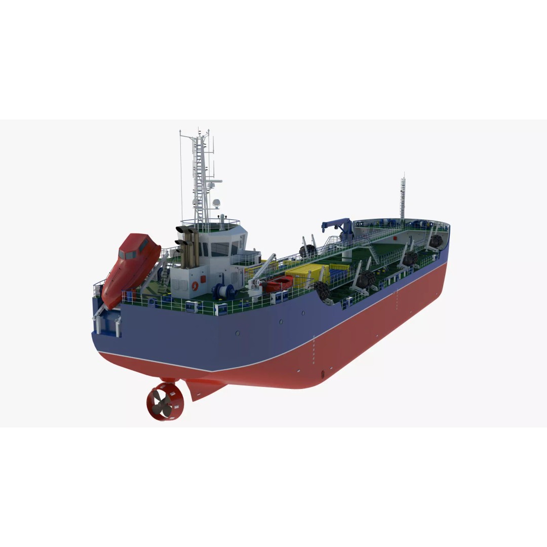 Bunkering Tanker 3D Model – Realistic Fuel Supply Ship, OBJ & FBX - View 5