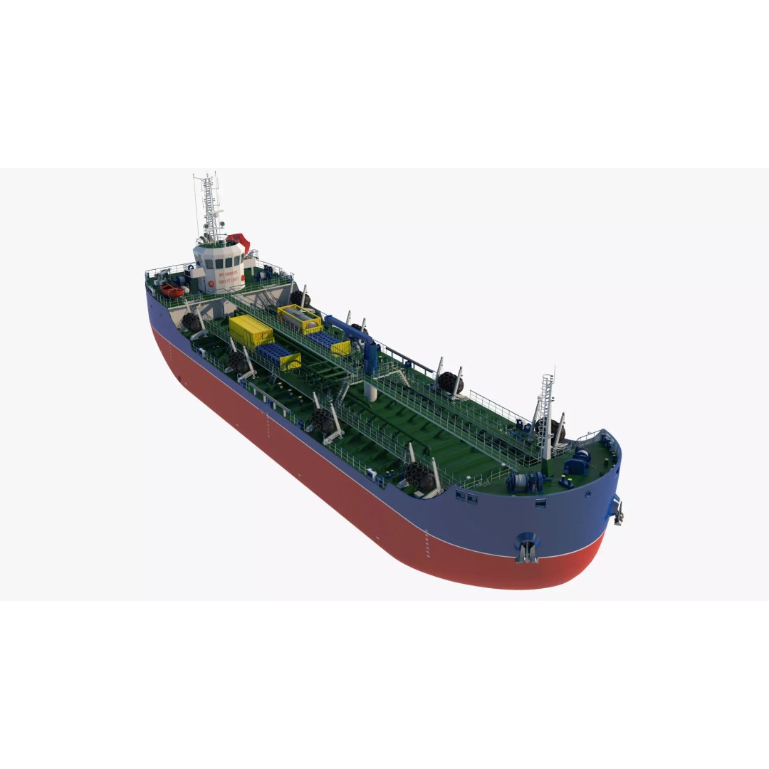 Bunkering Tanker 3D Model – Realistic Fuel Supply Ship, OBJ & FBX - View 7
