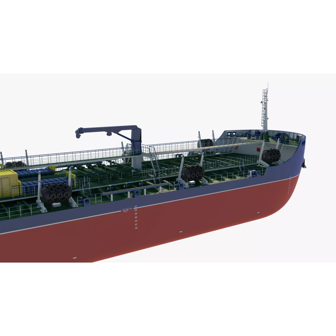 Bunkering Tanker 3D Model – Realistic Fuel Supply Ship, OBJ & FBX - View 9