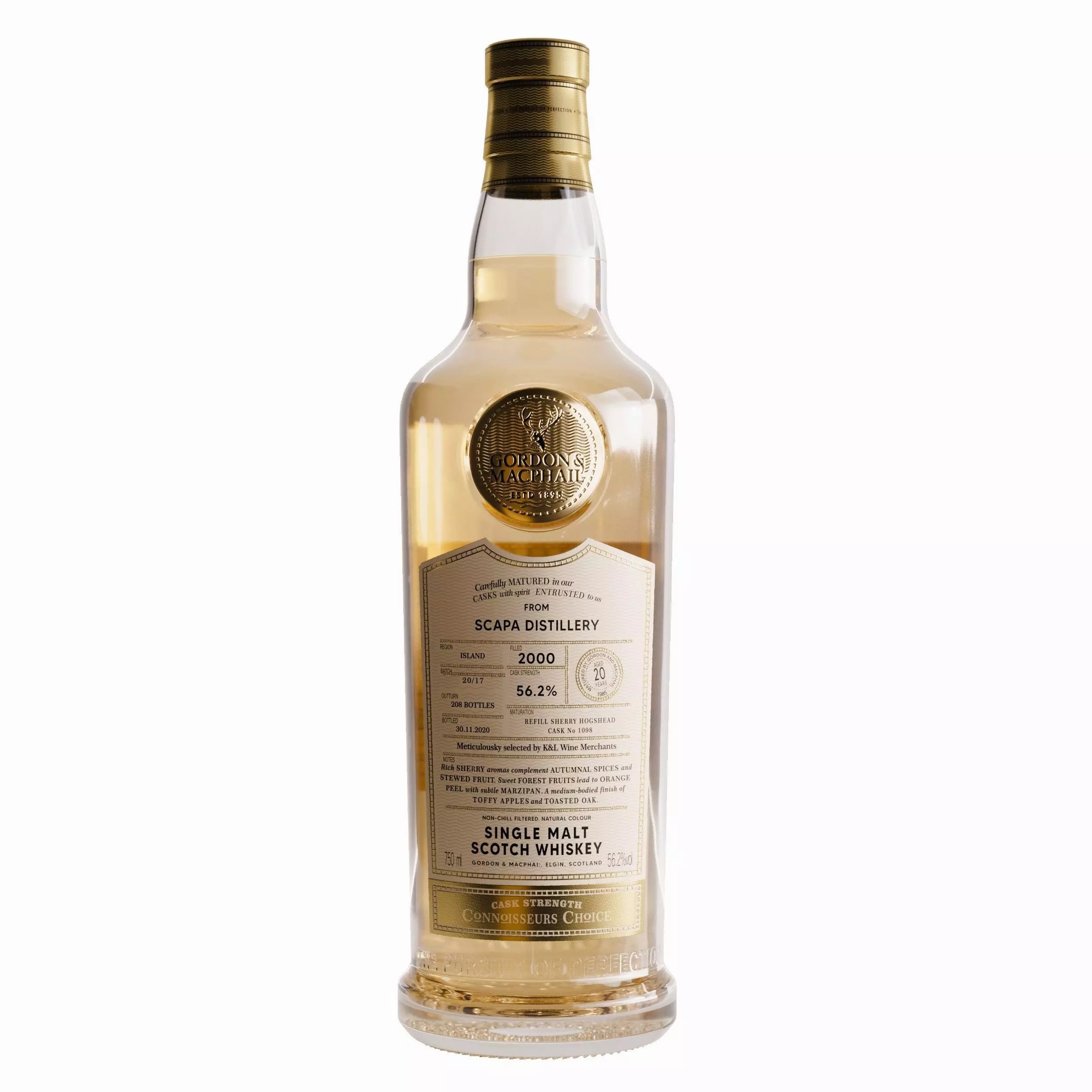 Gordon and McPhail Whiskey Bottle - PBR Textured 3D Model - View 3