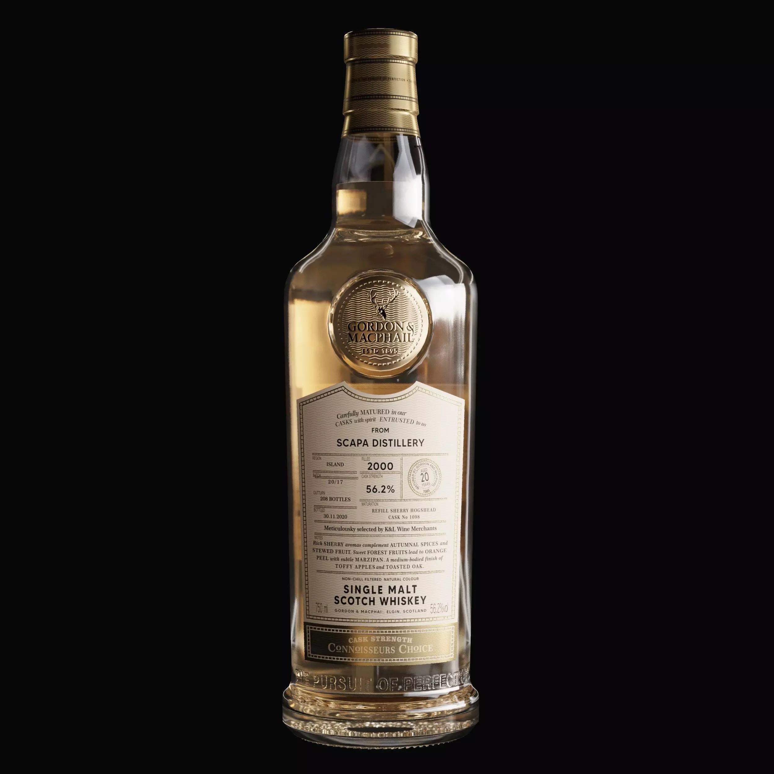 Gordon and McPhail Whiskey Bottle - PBR Textured 3D Model - View 4